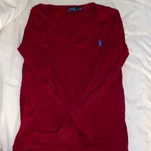 Red Women’s Polo Ralph Lauren Long Sleeve Top Size medium